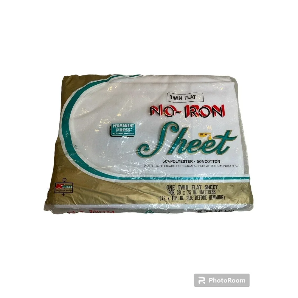 New Vintage Kmart Twin Flat Sheet White No‎ Iron Retro Mod USA Permanent Press